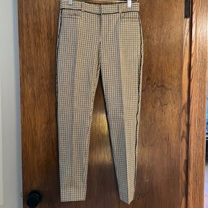 Banana Republic Brown Plaid Sloan Trouser Pants w/ Brown Side Seam Detail